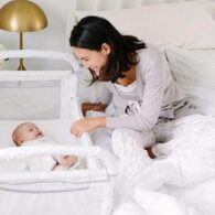 mother cosleeping safely with baby