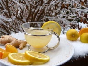 Ginger lemon orange snow hot lemon juice tea