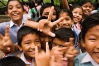 Healthy children playing group