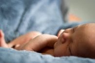 Newborn baby blue blanket