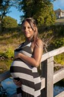 River bridge tree house woman pregnant change