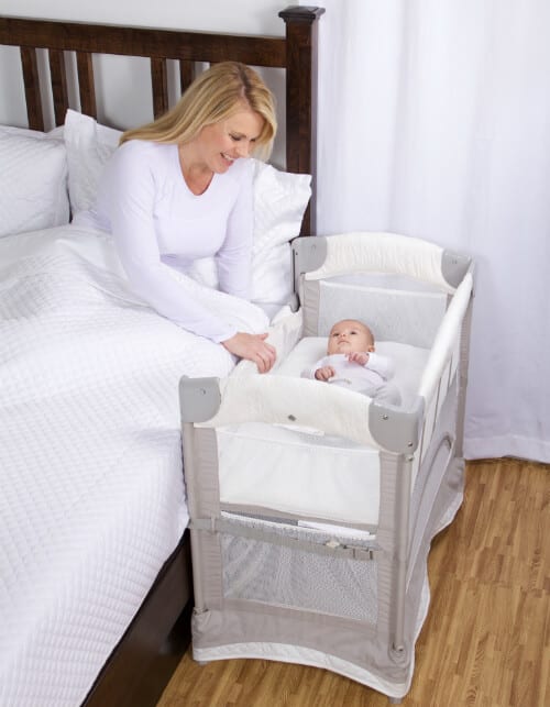 baby bed attached to parents