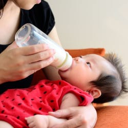 baby drinking formula