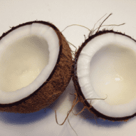 coconut split open used for coconut milk