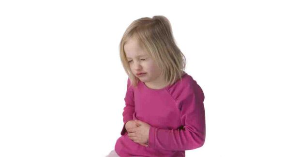 Child displaying signs abdominal pain